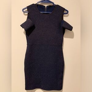 Sleeveless Sparkle Navy Cold-Shoulder Dress